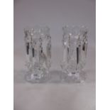 A pair of cut glass table lustres