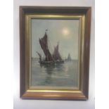 David Hyde (b. 1929), Spritsail Barge, signed lower left "David Hyde", oil on board, 34 x 23.5 cm