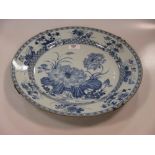 An 18th century Chinese blue and white export lotus dish c.1750