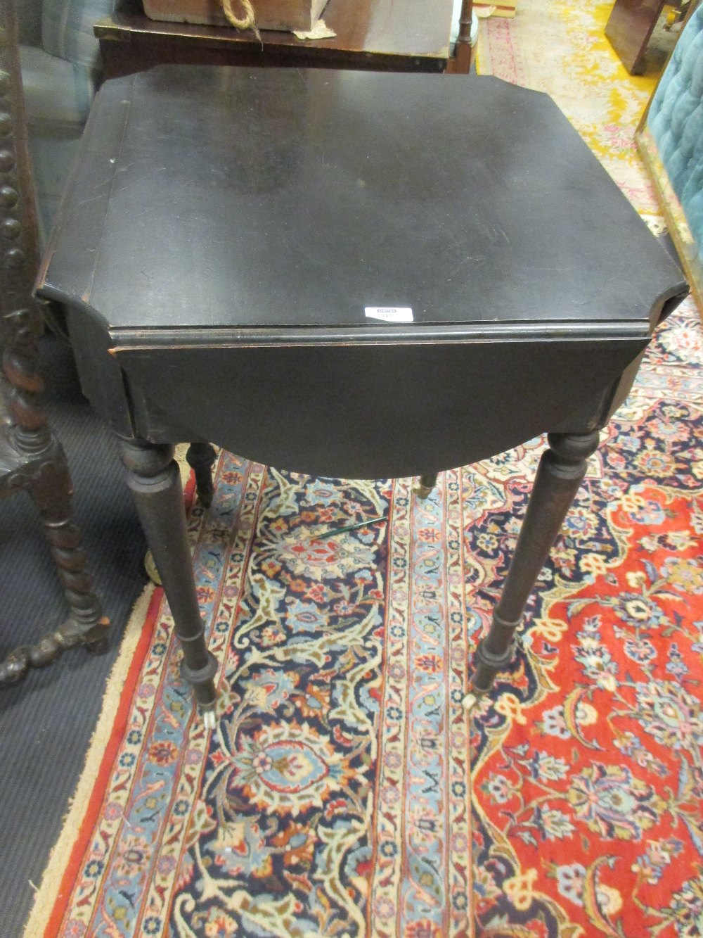 A 19th century French black painted circular occasional table, 66cm diameter, together with - Image 3 of 3