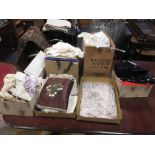 A collection of vintage clothing including lace and cotton, a flapper dress etc