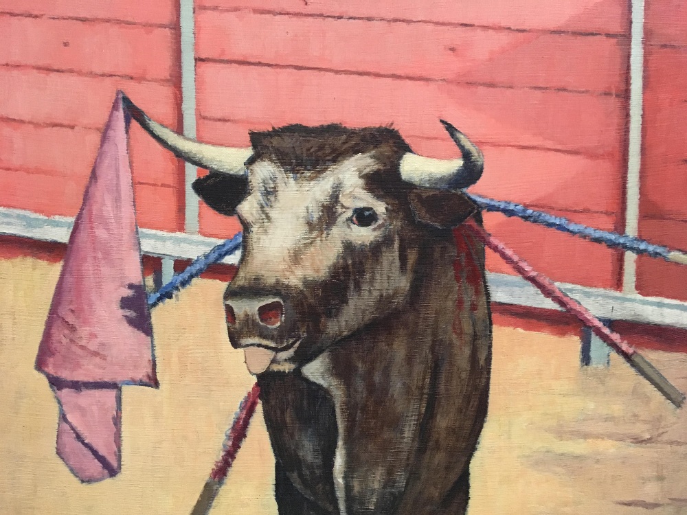 Clifford Hall RBA, ROI (1904-1973), Wounded Bull and Bull Tossing a Matador, circa 1955/56, oil on - Image 3 of 8