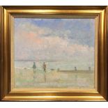 John Denahy, NEAC (b. 1922), Walk on the beach, oil on board, signed, 46 x 53 cm