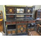 An Aesthetic period sideboard with painted panel back by Garnett & Son 168cm wide