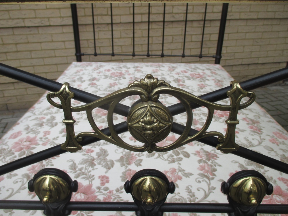 A 19th century brass and iron bedstead - Image 2 of 3