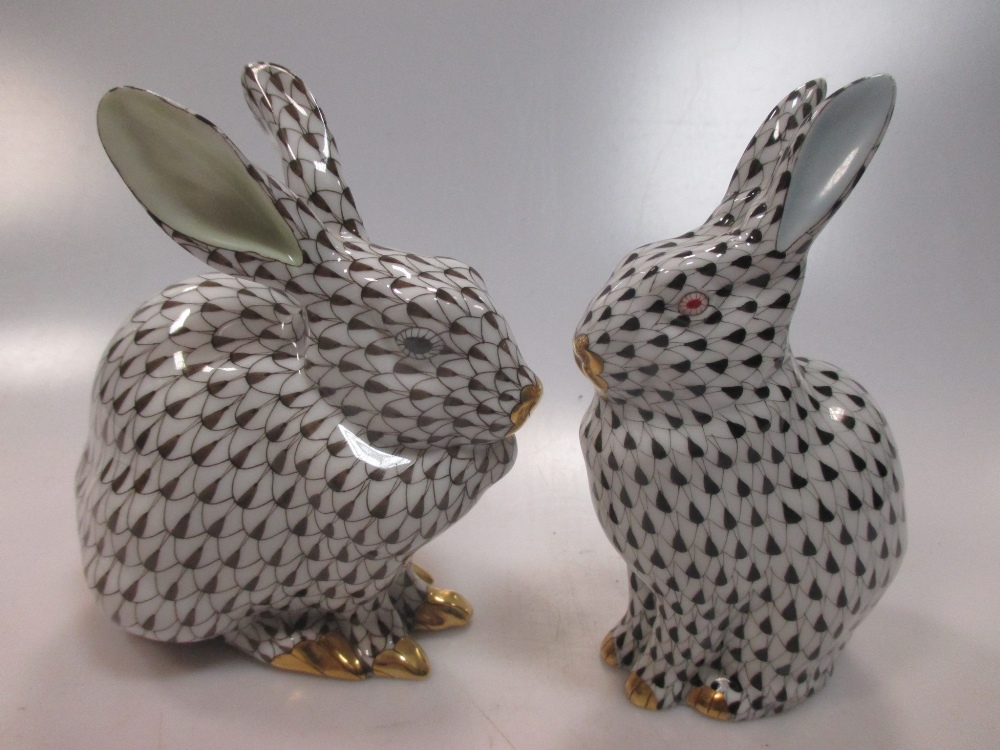 Herend: four porcelain rabbit figurines of varing size. Provenance: Purchased from Mappin & Webb, - Image 2 of 5