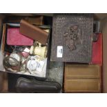A quantity of miscellaneous 19th century curios to include magnifying glass, cased miniatures,