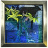 Janet Melrose, RWS (Scottish, 20th Century) Lilies and Sacred Animals, oil on board, 74 x 74cm
