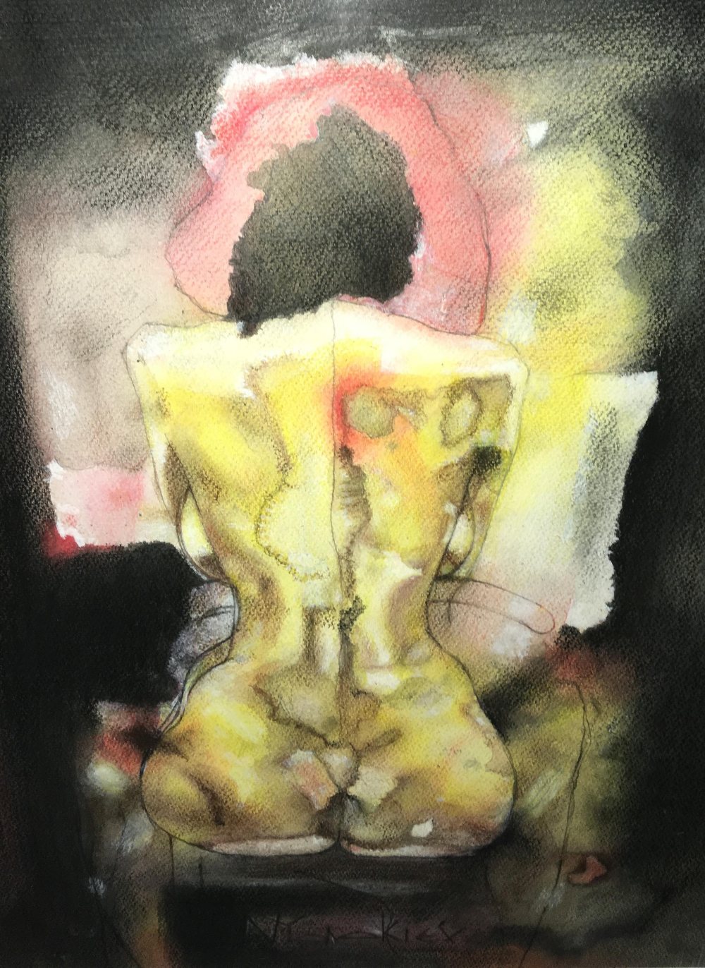 Nikolay Yanakiev (Bulgarian, b. 1954), Seated Nudes, mixed media, both signed, 49 x 35 cm (2) - Image 8 of 10