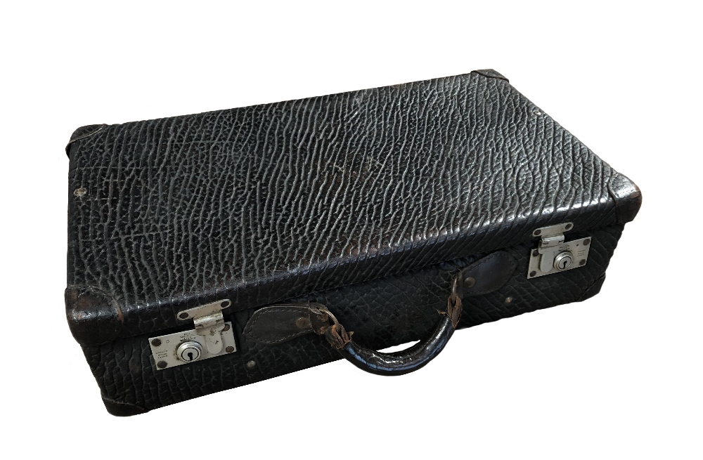 An early 20th century Bull Sea Lion leather vanity case, lacking fittings, label to interior 36 x - Image 2 of 4