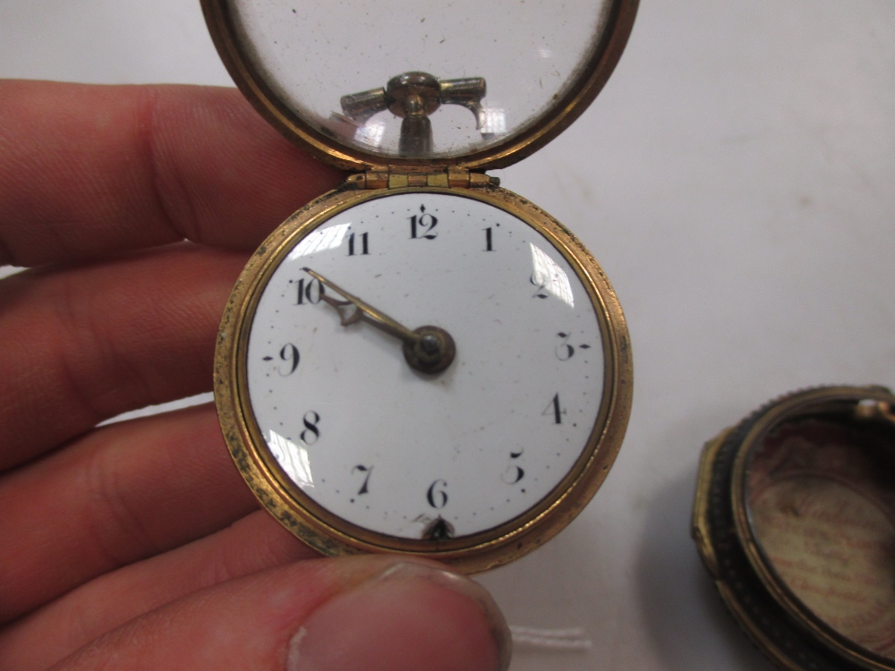 An early 19th century pair cased watch, outer case decorated with a butterfly among foliage, - Image 7 of 7