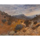 David Hutter (British, 1930-1990) Landscape Near St. Chinian, signed, oil on canvas, 70 x 90cm -