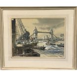 Ronald Dean, RSMA (b. 1929), Tower Bridge, London, 31.5 x 43 cm; Ships in stormy seas; Sir George