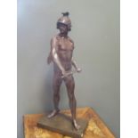 After Picault, a bronze warrior drawing his sword, 78cm high
