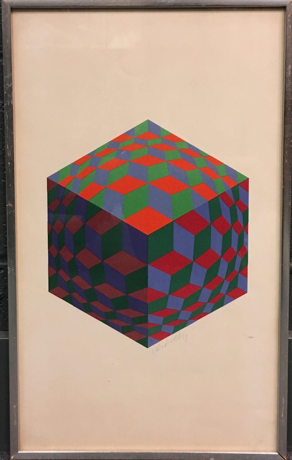 Victor Vasarely (1906-1997) coloured print, signed in pencil, 49.5 x 29.5 cm