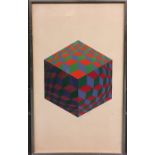 Victor Vasarely (1906-1997) coloured print, signed in pencil, 49.5 x 29.5 cm