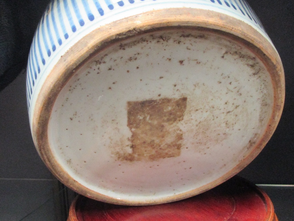 A 19th century Chinese blue and white ginger jar converted to a lamp, 28cm high inc. stand - Image 2 of 3