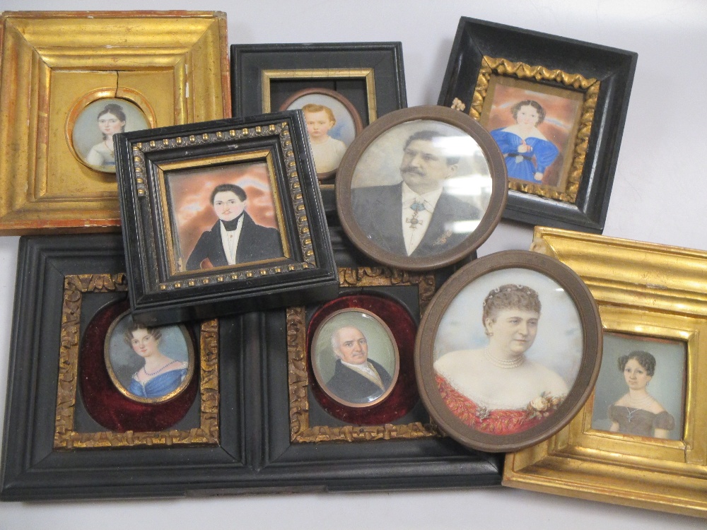 Various continental 19th century and later portrait miniatures