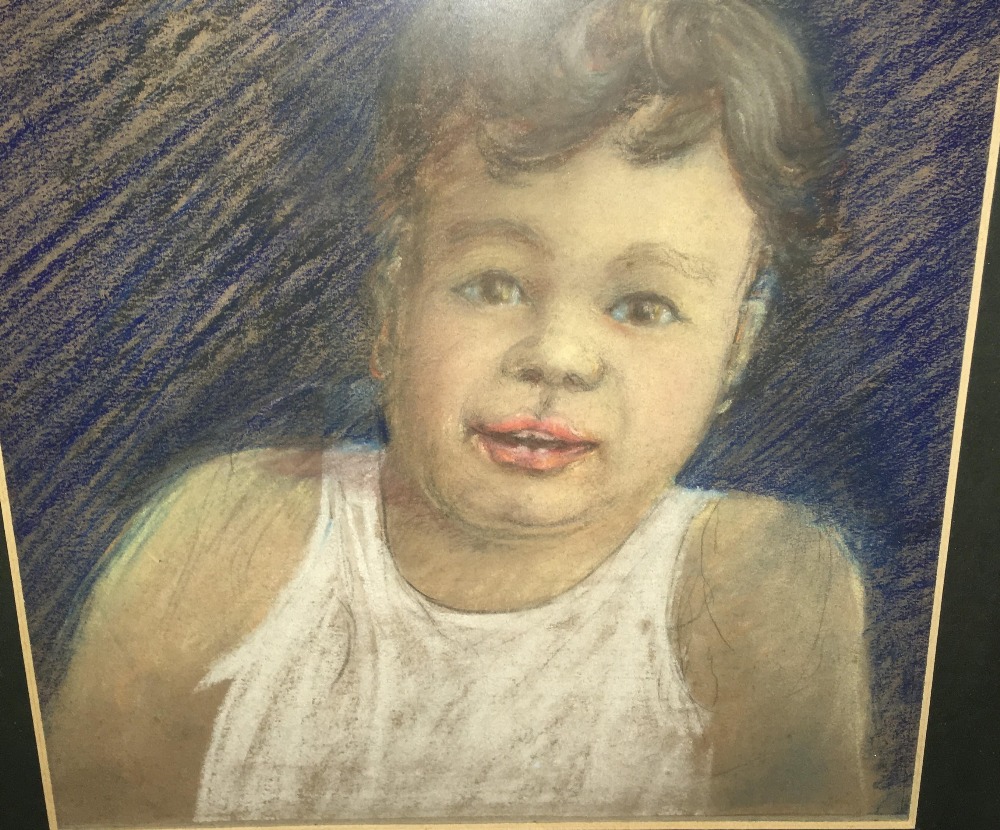 Follower of Augustus John, Portrait study of a boy, pastel, 28 x 27.5 cm - Image 2 of 3