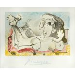 § Pablo Picasso (Spanish, 1881-1973), Femme Couchée à l'Oiseau, offset lithograph from a limited