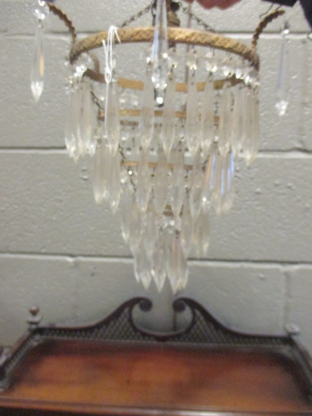 A pair of 1930's four tier small glass chandeliers