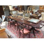 A George IV style mahogany D-end twin pedestal dining table, extended 76 x 304 x 107cm