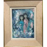 *** Yanick, Portrait of two girls, oil on canvas, signed, 34 x 26 cm; together with Portrait of a