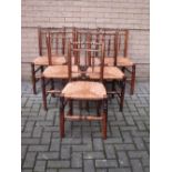A set of six spindle back ash chairs with rush seats (6)
