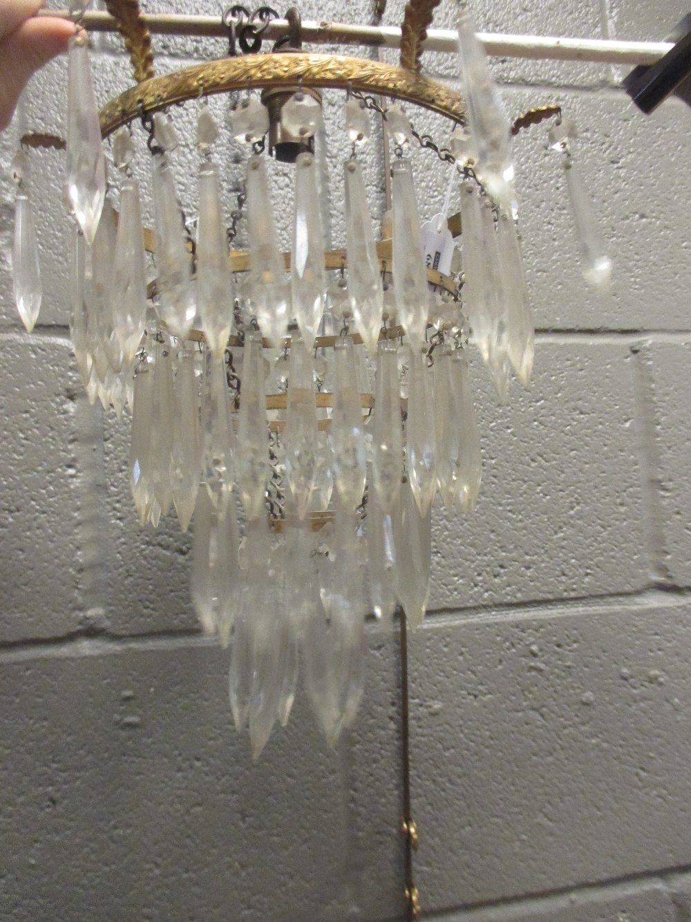 A pair of 1930's four tier small glass chandeliers - Image 2 of 2