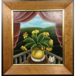 Jerzy Marek (1925-2014), Yellow Flowers, oil on board, signed lower right, 25 x 23.5 cm