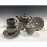 § David Leach (British, 1911-2005), a Lowerdown Pottery breakfast service, comprising teapot and