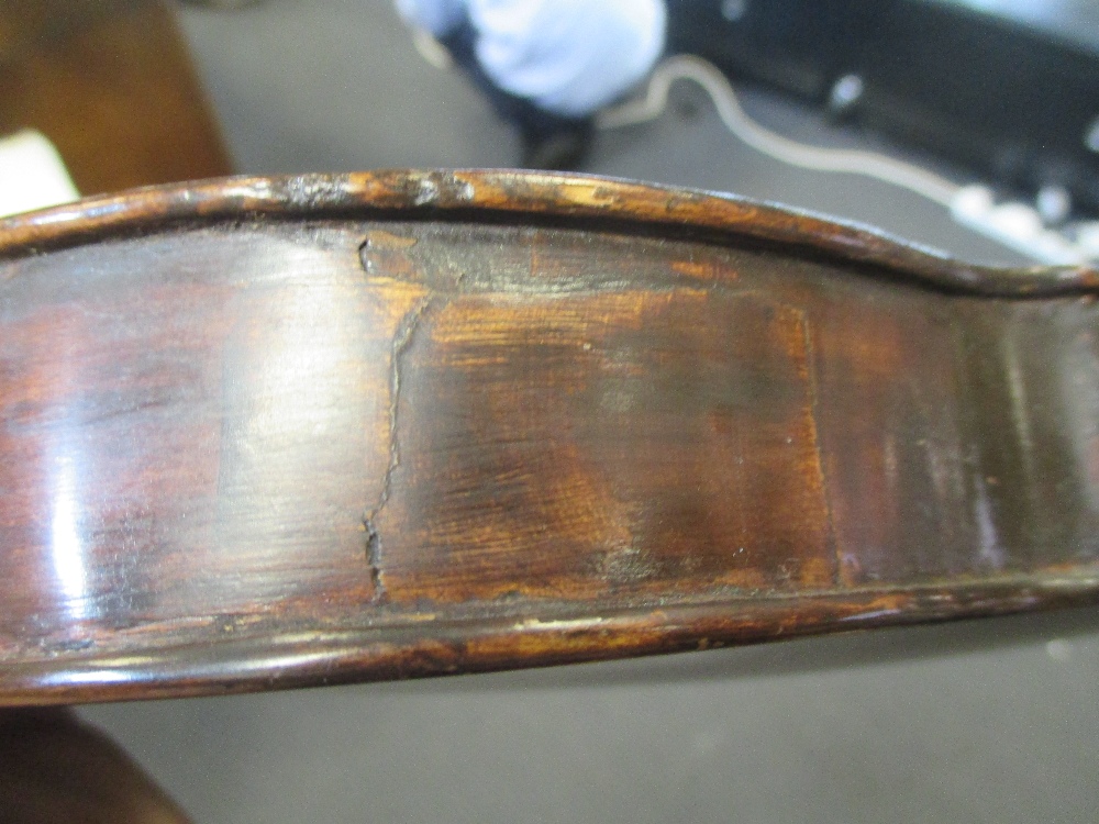 A German violin with Stradivarius label (full size) cased Signs of repair and damage - Image 10 of 15