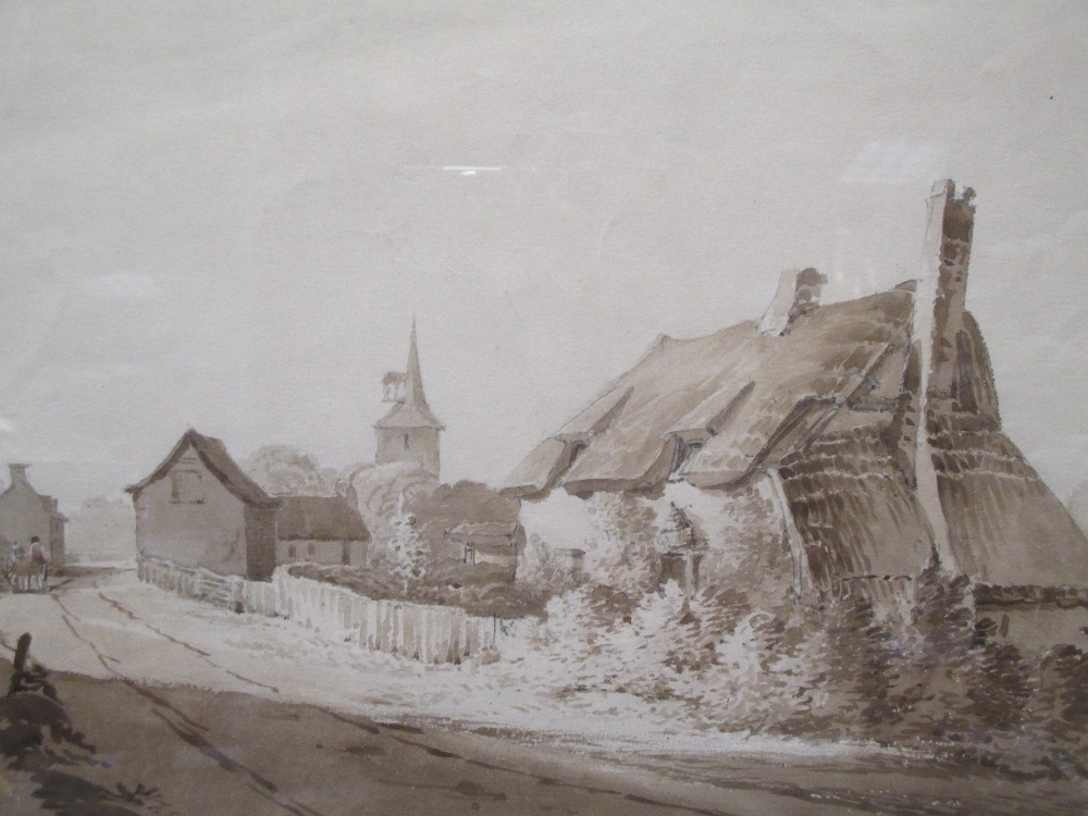The Reverend James Bourne (1773-1854), A Thatched cottage near a church, believed to be Sleaford, - Image 3 of 6