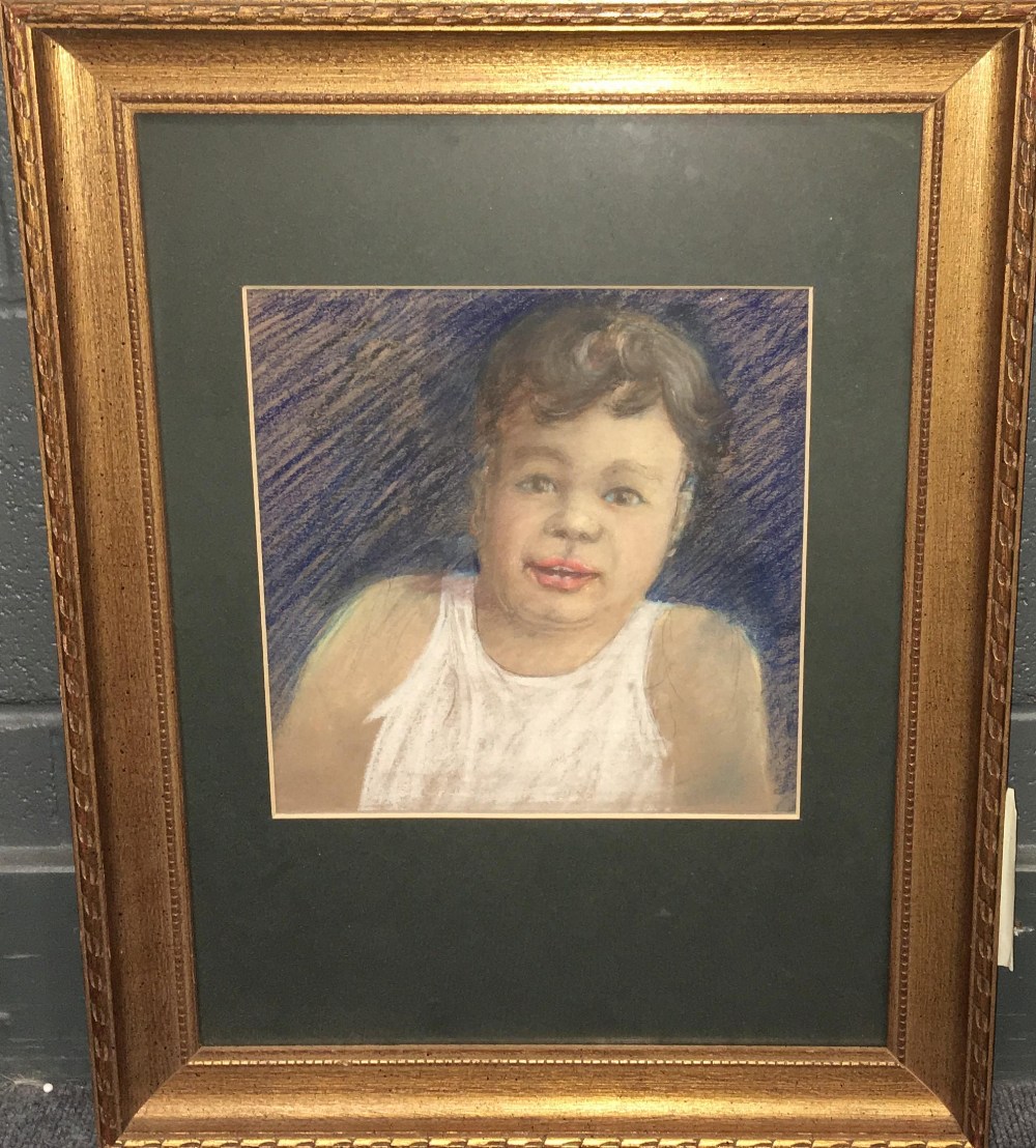 Follower of Augustus John, Portrait study of a boy, pastel, 28 x 27.5 cm