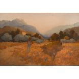 David Hutter (British, 1930-1990) Valley Near Ayerbe, signed, oil on canvas, 67 x 99cm - John Wibley