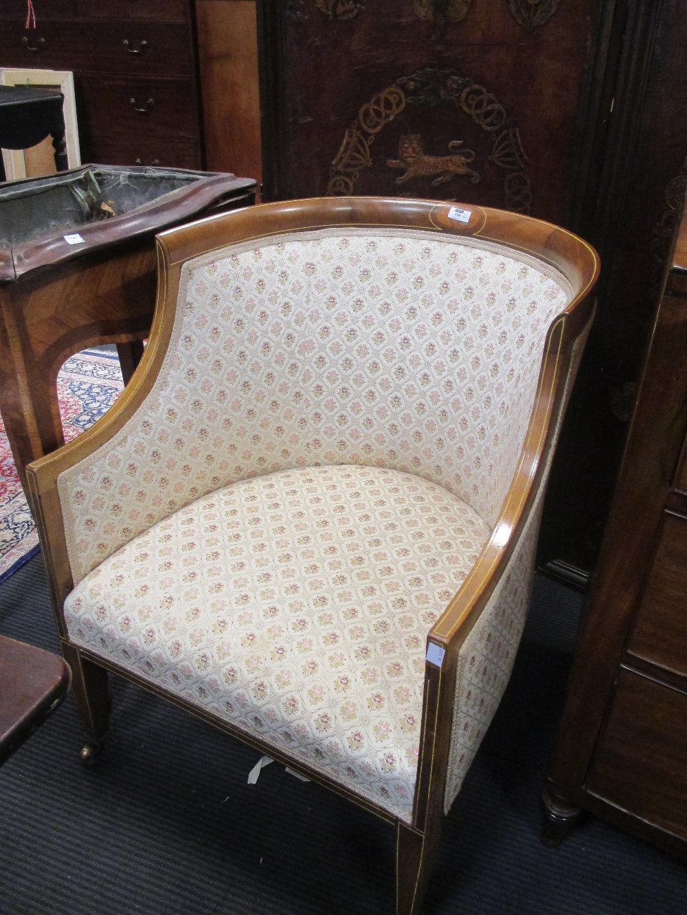 A pair of Edwardian finely upholstered "tub" chairs - Image 2 of 2