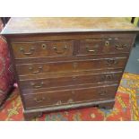 An 18th century oak chest of drawers, 91cm high, 95cm wide