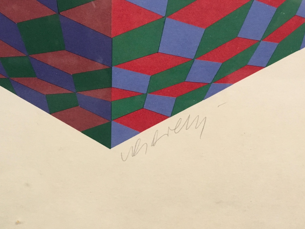 Victor Vasarely (1906-1997) coloured print, signed in pencil, 49.5 x 29.5 cm - Image 3 of 4