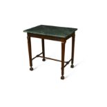 A George III marble top mahogany side table,