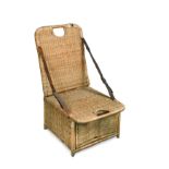 An Edwardian wicker fishing chair,