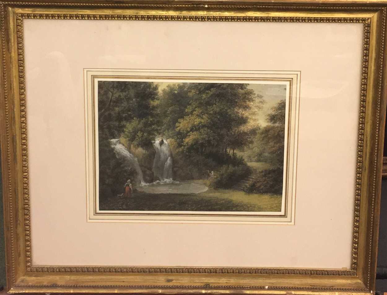 Attributed to Louis Bélanger (French, 1756-1816) Waterfall in a wooded park - Image 2 of 10