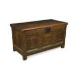 A 17th Century panelled oak coffer,