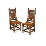 A pair of Gillows 19th century mahogany hall chairs,