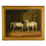 Abraham Cooper, RA (British, 1787-1868) Two greys in a stable