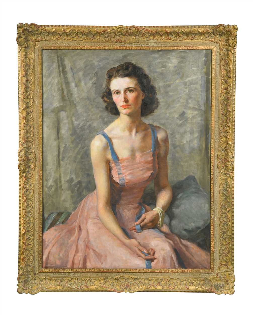 § Peggy Bell, PPRA (British, exh. 1930-1938, d.1999) Portrait of Miss Gwyneth Bell, seated, in a