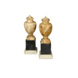 A pair of 19th century marble garniture urns,