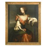 Follower of Simon Verelst Portrait of a lady, seated three quarter length, wearing a green bodice,