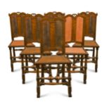 A set of six early 18th century walnut chairs,