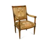 An early 19th century mahogany salon armchair, possibly Russian,