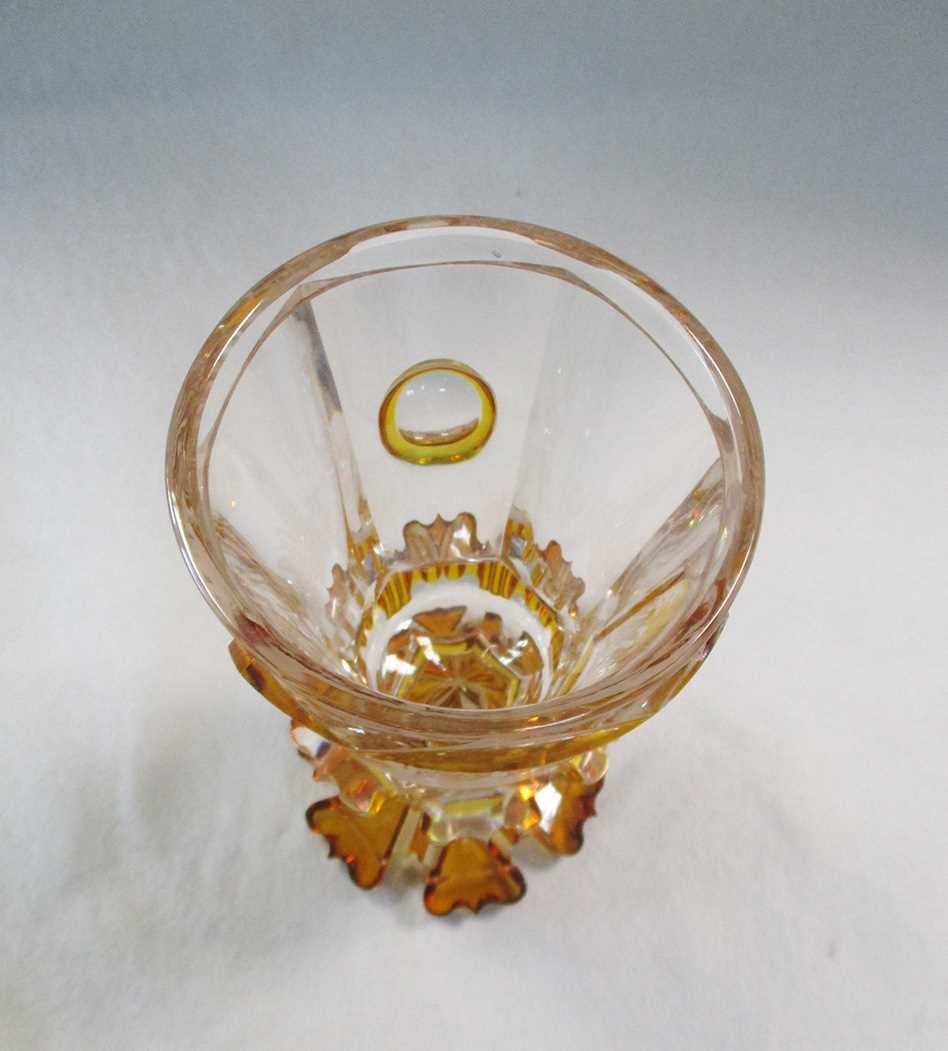 A 19th century Bohemian amber glass goblet, - Image 2 of 6